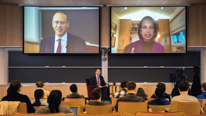 Condoleezza Rice on Zoom at Byrne seminar