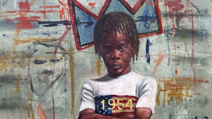 "I Too Am America" is a 2022 oil painting by Alonzo Adams.