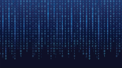 binary code on a blue background