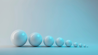 billiard balls arranged by size