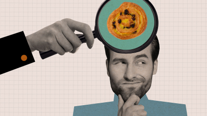 illustration of man thinking of food