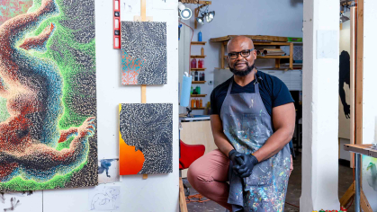  Rutgers professor Didier William in his studio.