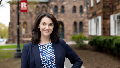 Francine Glaser stands outside Old Queens at Rutgers-New Brunswick.