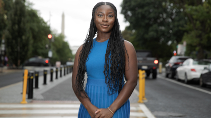 Rutgers-Camden student Grace Asare was a Scarlet Service intern with National Partnership for Women and Families.