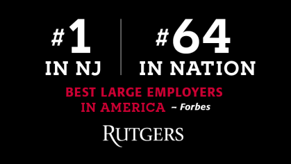 White Text on Black Background that says Rutgers is #1 in NJ #64 in the nation