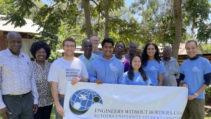 Rutgers engineering students pose in Kenya