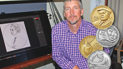 John P. McGraw  with coin samples