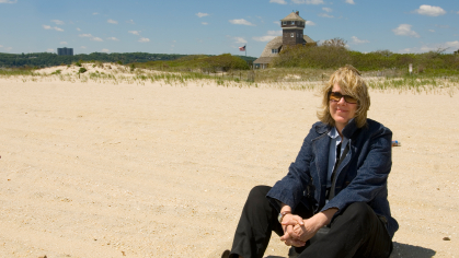 Linda Bassett on the beach 