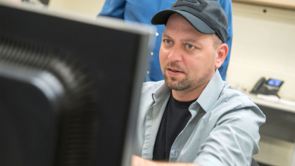 Student at a computer