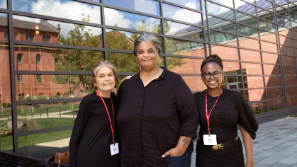 Gloria Steinem, Roxane Gay and Feminist activist and writer Jamia Wilson who moderated the event