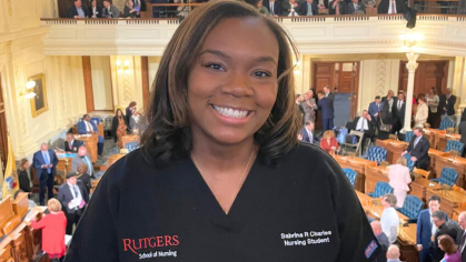 Sabrina Charles in School of Nursing attire