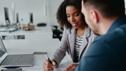 Financial planner working with a client