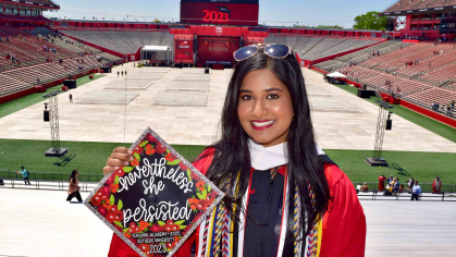 Nina Gohel graduated summa cum laude in May, earning dual majors in political science from the Rutgers School of Arts and Sciences and planning and public policy from the Edward J. Bloustein School of Planning and Public Policy.