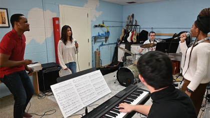 Students rehearsing music
