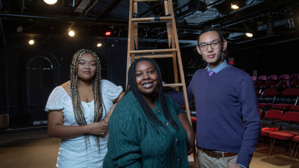 Cabaret Theatre’s Uchenna Agbu, Livingston Theater Company’s Kira Harris, and College Avenue Players’ Kyle Cao. 