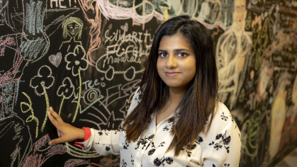 Disha Basu (MGSA ’24) majoring in design, interned over the summer with Macy's and was part of a team that won a design award for a gender-neutral clothing line.