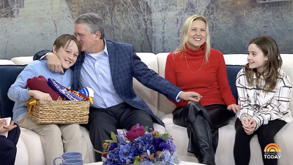 Johnny Hoffman joined his family, including his dad and Rutgers' senior VP and general counsel John Hoffman, on the TODAY show to receive a super surprise for his efforts to help other kids