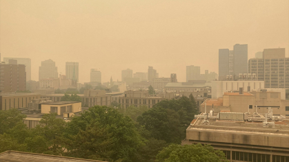 Newark under haze from the Canandian wildfires