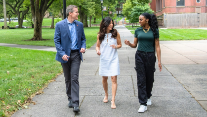 From left, Dan and Grace Reinhardt with Najilah Muhammad, a Rutgers senior who joined the Rutgers Futures Scholar program when she was in the eighth grade. 