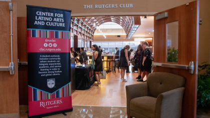 entrance of the Rutgers Club with CLAC sign in front
