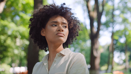 woman who is sad outside