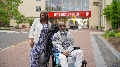 Jackie Sykes with her son Robert Campbell who was diagnosed with MS