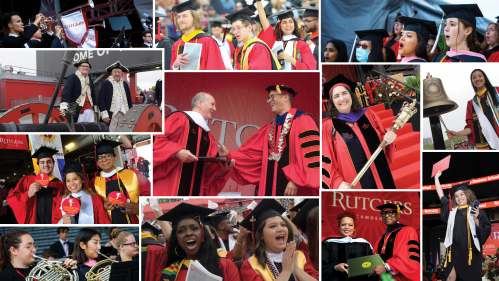 A collage of photos from commencement at Rutgers New Brunswick, Camden, and Newark.