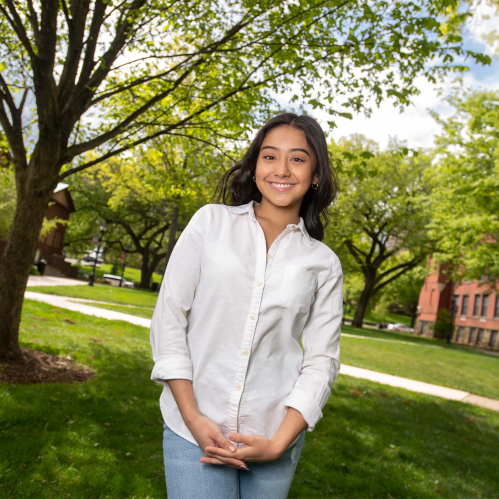 Sara Rubiano standing outside on campus
