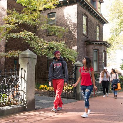 Students walking on the Camden campus