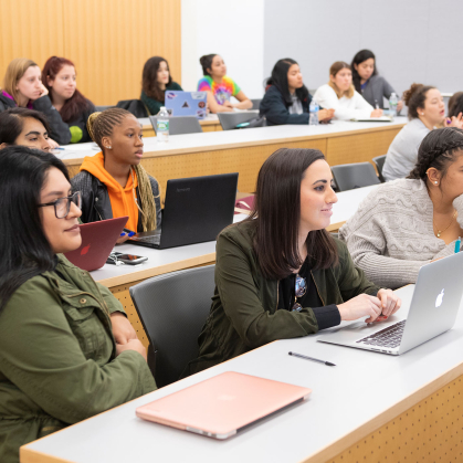 Rutgers students in class