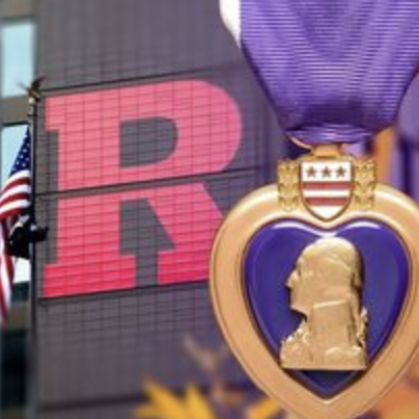 Rutgers Block R and Purple Heart Medal