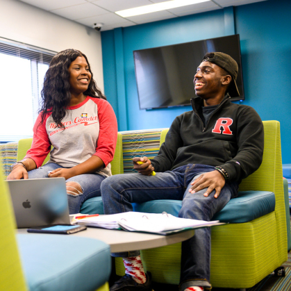 Students in Rutgers-Camden Lounge