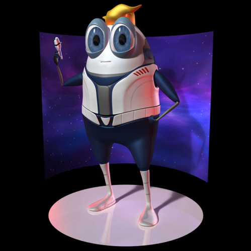 Computer animation space character designed by Rutgers Camden student