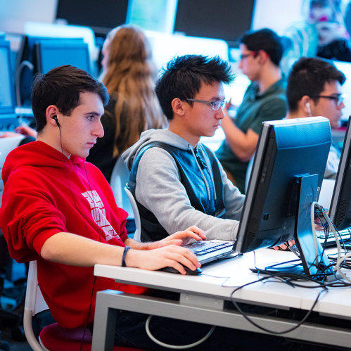 rutgers students working in a computer lab