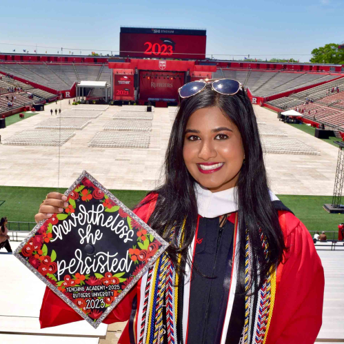 Nina Gohel graduated summa cum laude in May, earning dual majors in political science from the Rutgers School of Arts and Sciences and planning and public policy from the Edward J. Bloustein School of Planning and Public Policy.