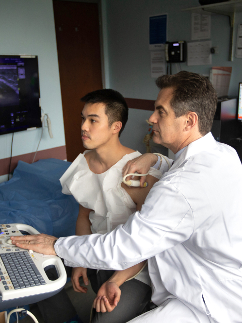 A doctor examining a patient