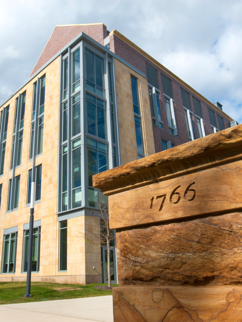 Academic building and cornerstone