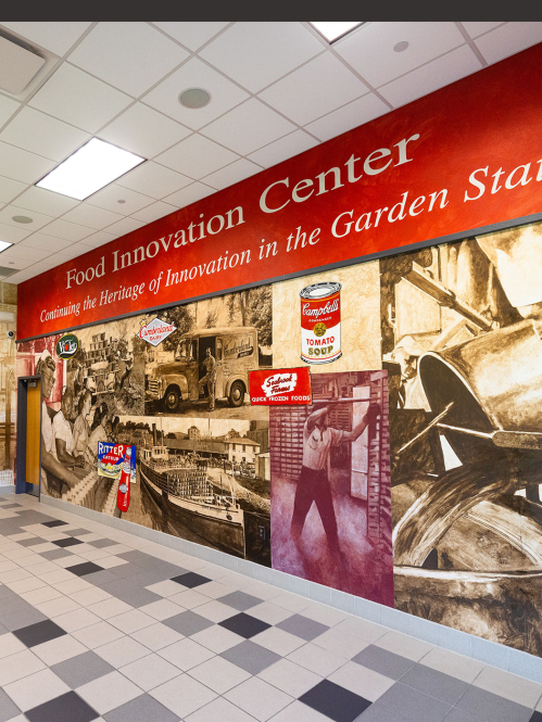 Interior lobby of the Rutgers Food Innovation Center