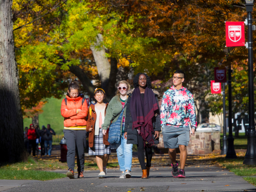 Rutgers students walking on campus