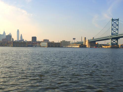 Benjamin Franklin Bridge on the Camden-Philadelphia waterfront
