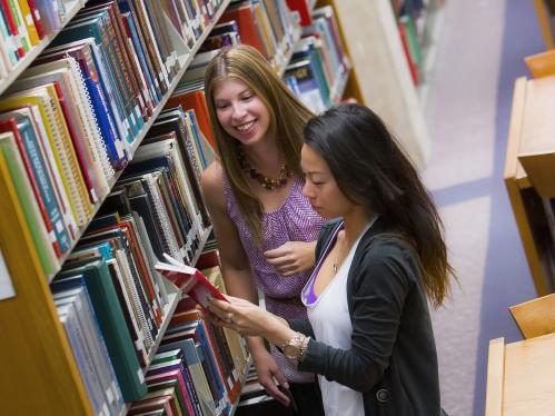 Students in George S. Smith medical library 
