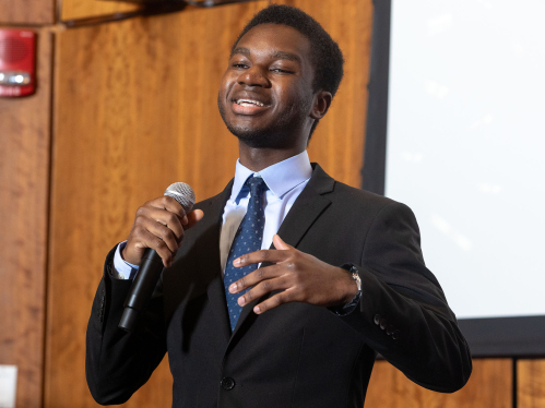 Rutgers business school student presenting