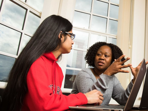 Rutgers school of health professions students working on laptops