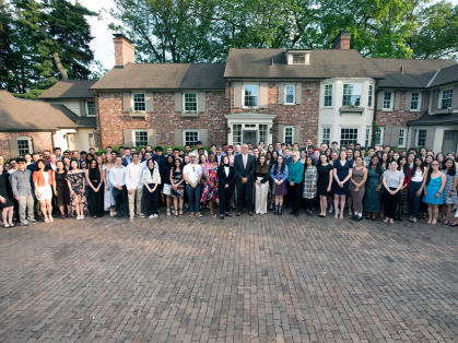 President Holloway poses with Matthew Leydt Inductees 