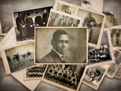 Collage of images of Paul Robeson at Rutgers