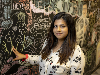 Disha Basu (MGSA ’24) majoring in design, interned over the summer with Macy's and was part of a team that won a design award for a gender-neutral clothing line.