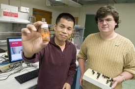 Credit: Nick Romanenko Researcher Changlu Wang, left, and former student Vincenzo Averello 