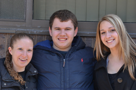 Rutgers junior Max Skula meets often with peer mentors, Jessica Kirsch, left, and Lindsey Lobe, for a meal or just to chat.