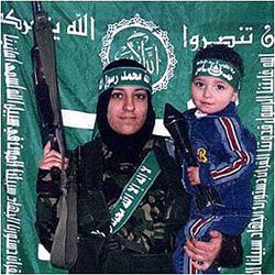 Reem al-Riyashi, with her son, gave a videotestimonial just before her suicide mission, which she completed alone.
