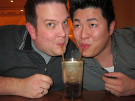 couple drinking milkshake